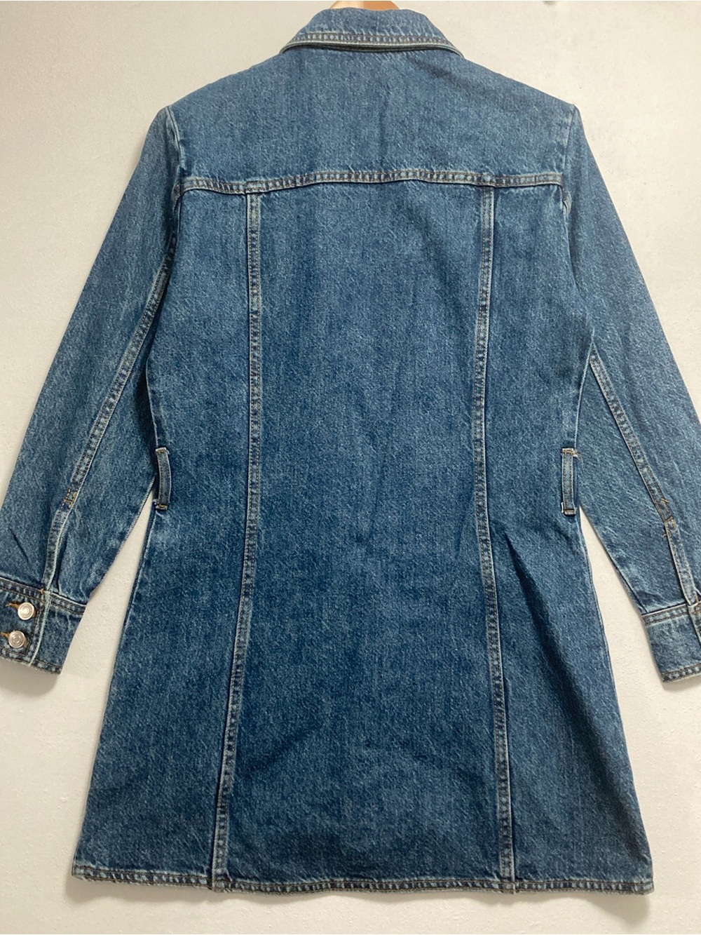 Zara Denim Mini Dress Demin Shirt Dress Size M 100% Cotton Western Y2K Blue - Picture 7 of 16